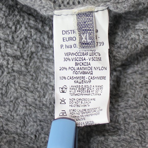 FRADI MENS KNITTED Casual Sweater white grey Men's Made in Italy size XL - Picture 7 of 9